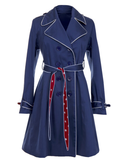 Pre-Loved Geena - Blå/rød trenchcoat