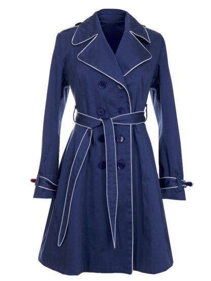 Pre-Loved Geena - Blå/rød trenchcoat - Image 3