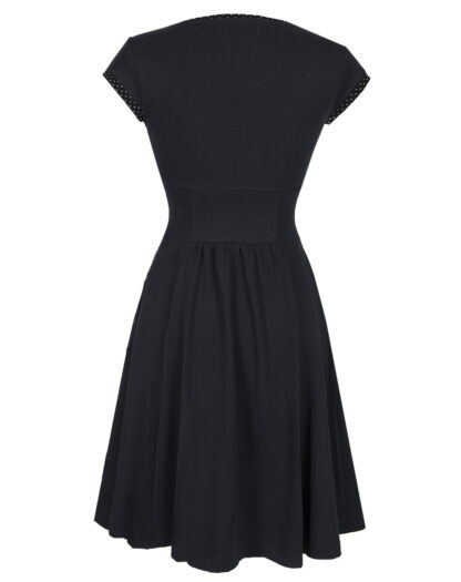 PreLoved Twist - Navy jersey kjole med prikket kant - Image 2