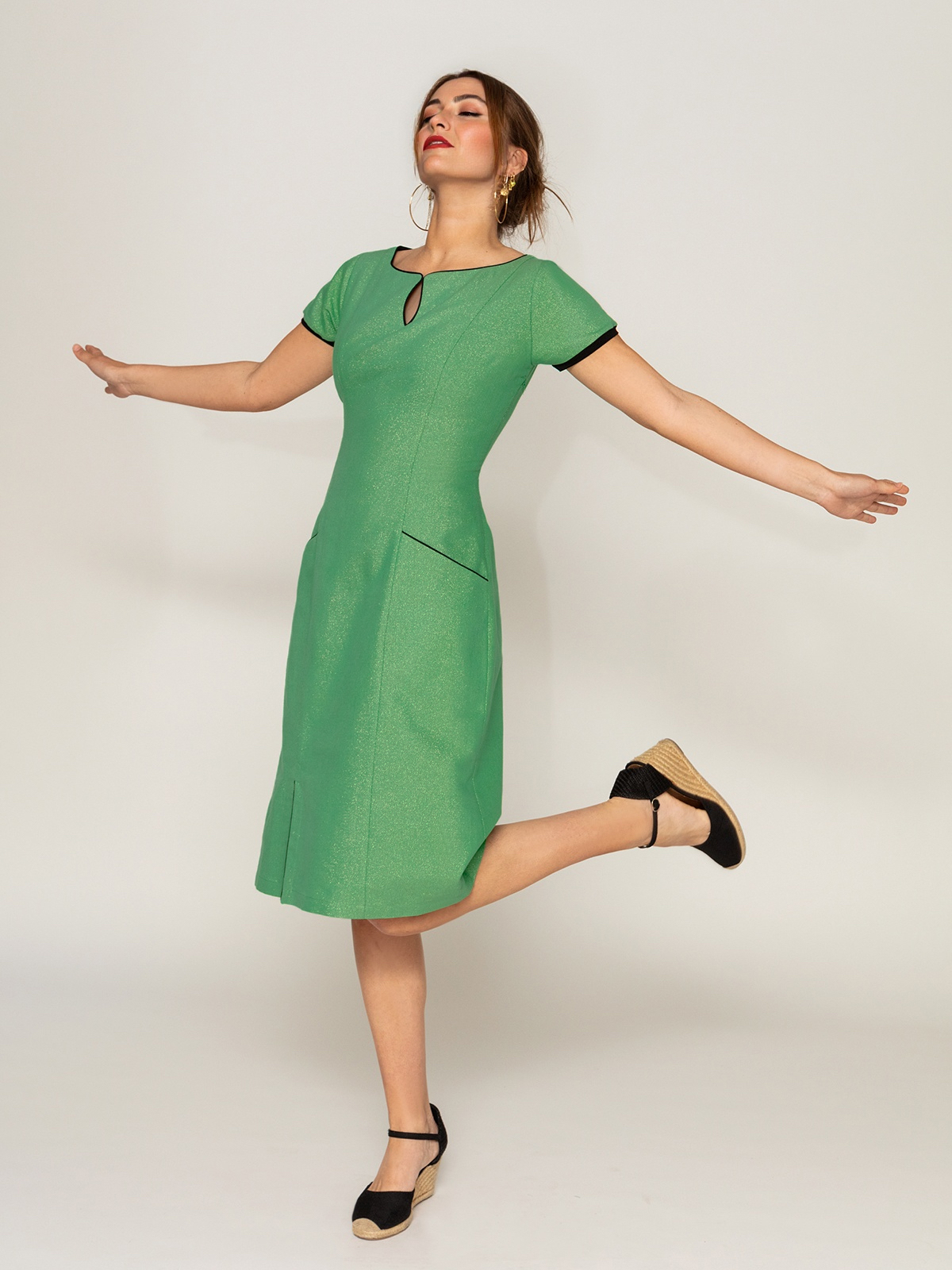 Claudia - Grøn glitter kjole - Image 2