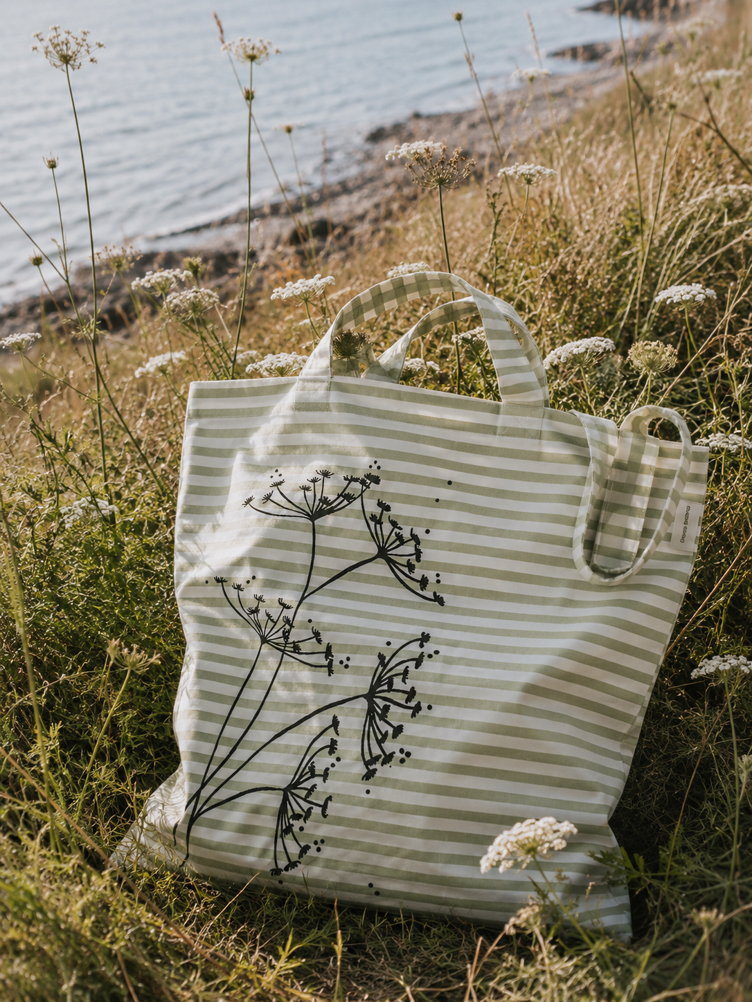 Mulepose – Mosegrøn/hvid stribe - Billede 2