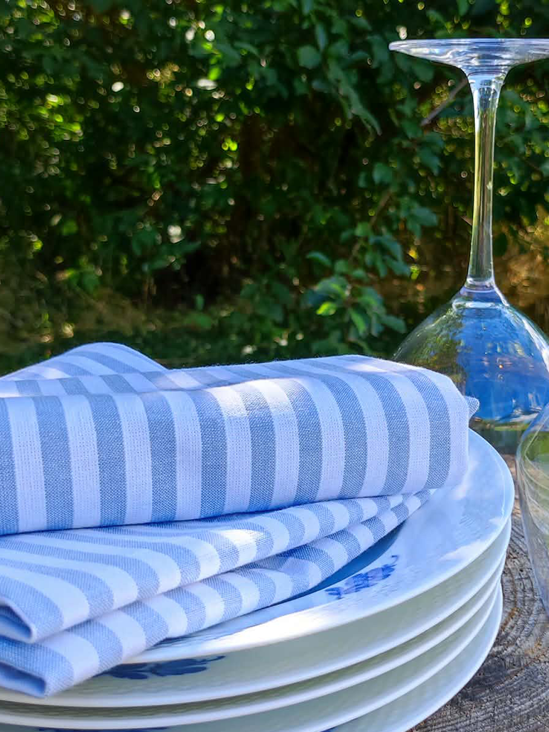 Viskestykke – Sea Blue/hvid stribe - Billede 2