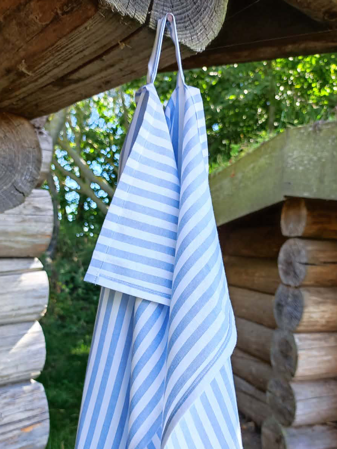 Viskestykke – Sea Blue/hvid stribe - Billede 4